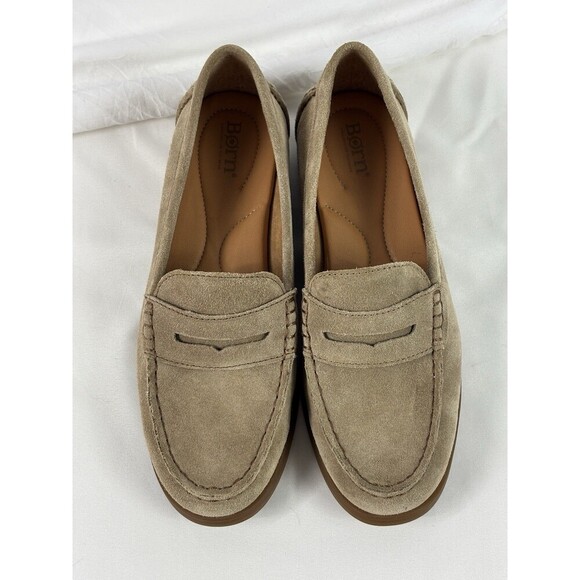Born Bly Suede Loafers Tan 8.5 M Padded Insole Comfort - Picture 1 of 11